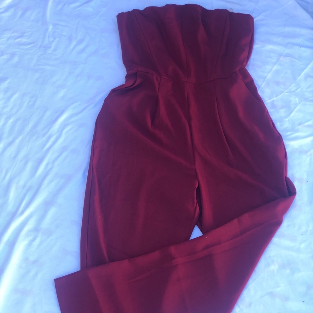 wine red jumpsuit